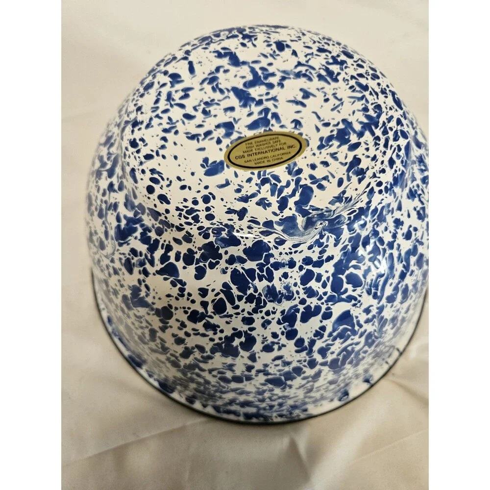 Rare Vintage CGS Blue White Splatterware Enamel 10.75